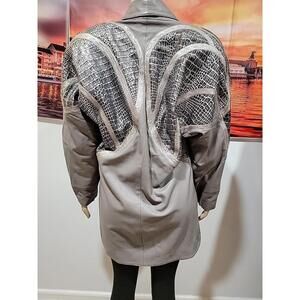 Vtg Suzelle Genuine Leather Embossed Size S Embroidered Leather Open Jacket  #Z